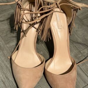 ALDO Women's Beige Fringe Heels